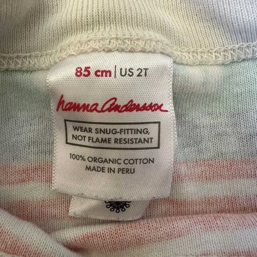 Hanna Andersson Valentine Print Long John Pajama Set Size 2T 85cm Organic Cotton